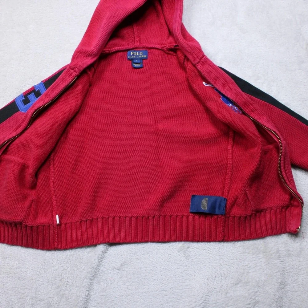 Polo Ralph Lauren Shirt Boys 5 Red Sweatshirt Big Pony Hoodie Full Zip‎
